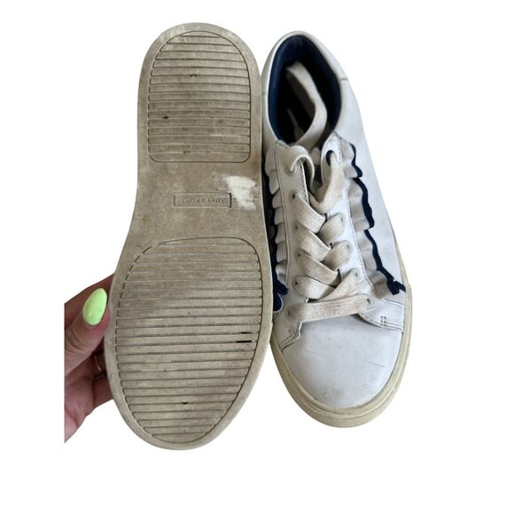 TORY BURCH Sport White Leather Ruffle Sneakers Size 6.5 - Picture 6 of 7